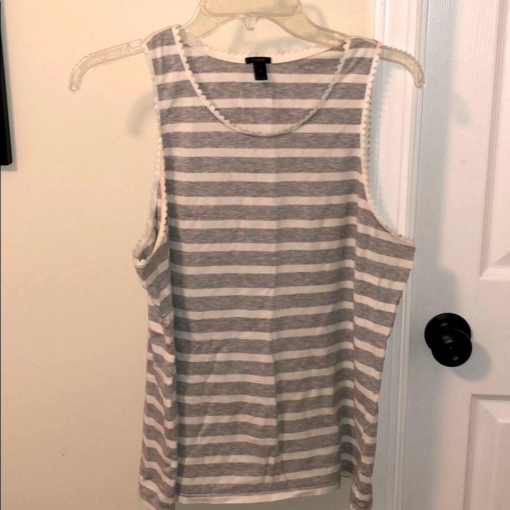 J. Crew Striped tank with scalloped trim